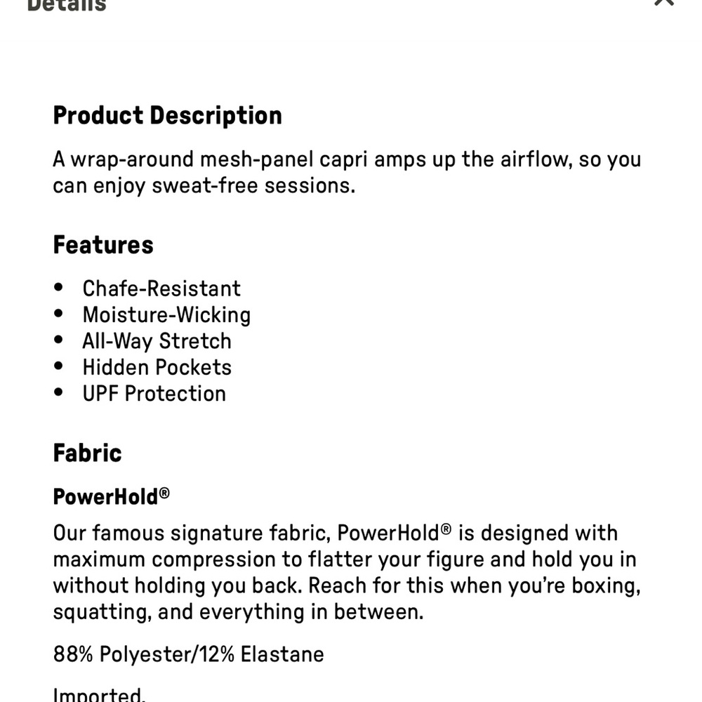 🤍 NWOT Fabletics Mid-Rise Powerhold Capri Leggings - Picture 8 of 9